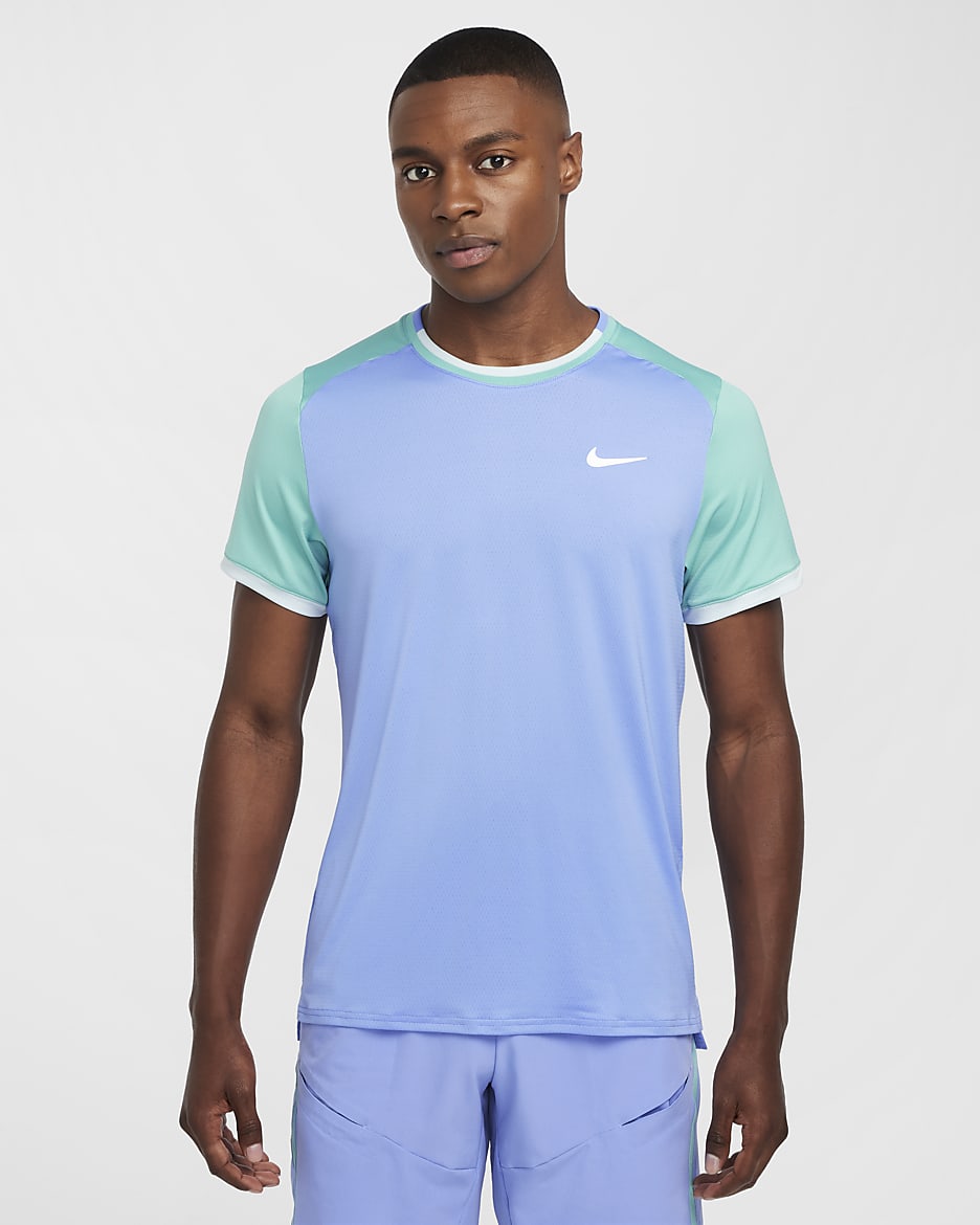 Playera de tenis Dri-FIT para hombre NikeCourt Advantage - Royal pulso/Escarcha verde/Azul glacial/Blanco