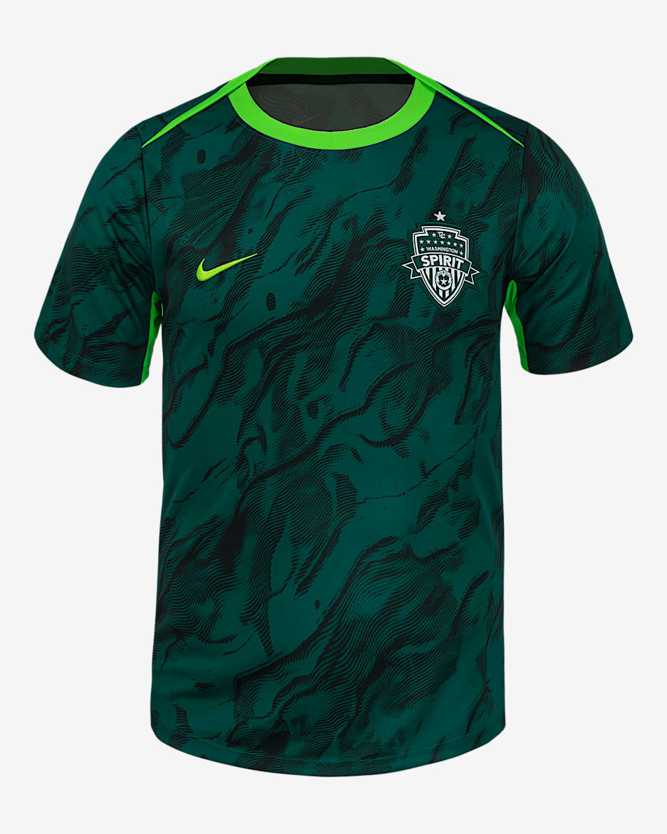 Playera de manga corta Nike de la NWSL para antes del partido para hombre Washington Spirit 2025 - Negro