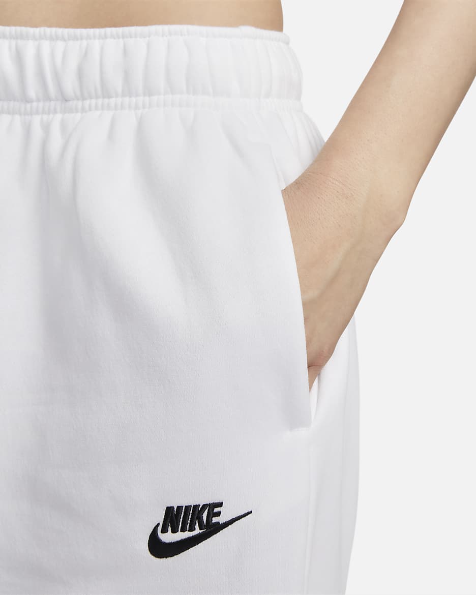 Pants de entrenamiento oversized de tiro medio para mujer Nike Sportswear Club Fleece - Blanco/Negro