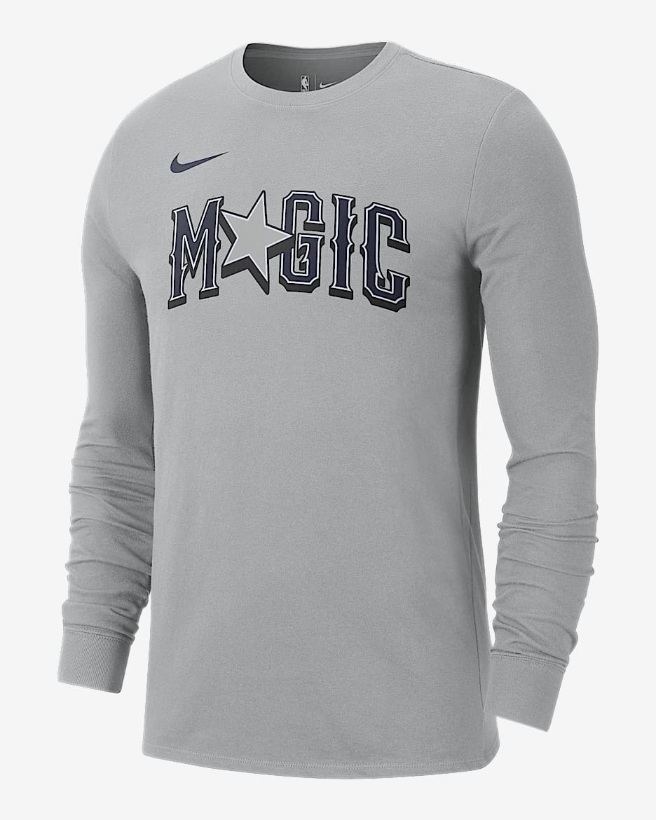 Playera de manga larga Nike de la NBA para hombre Orlando Magic Essential City Edition - Plata liso