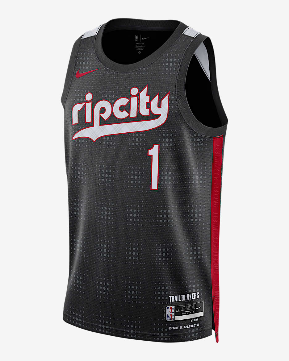 Jersey Nike Dri-FIT de la NBA Swingman para hombre Anfernee Simons Portland Trail Blazers 2024/25 City Edition - Negro