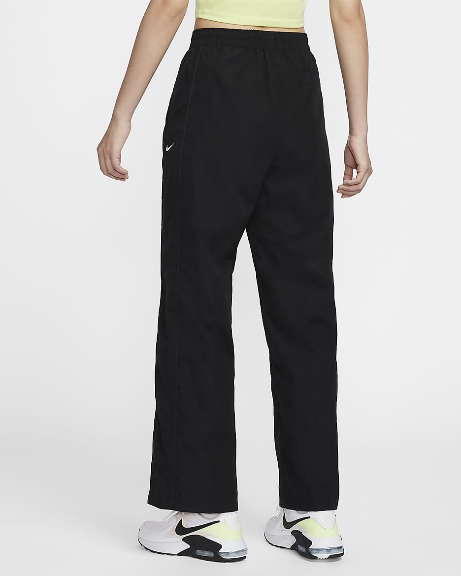 Nike Windrunner Women's High-Waisted Woven Open-Hem Trousers - Black/White