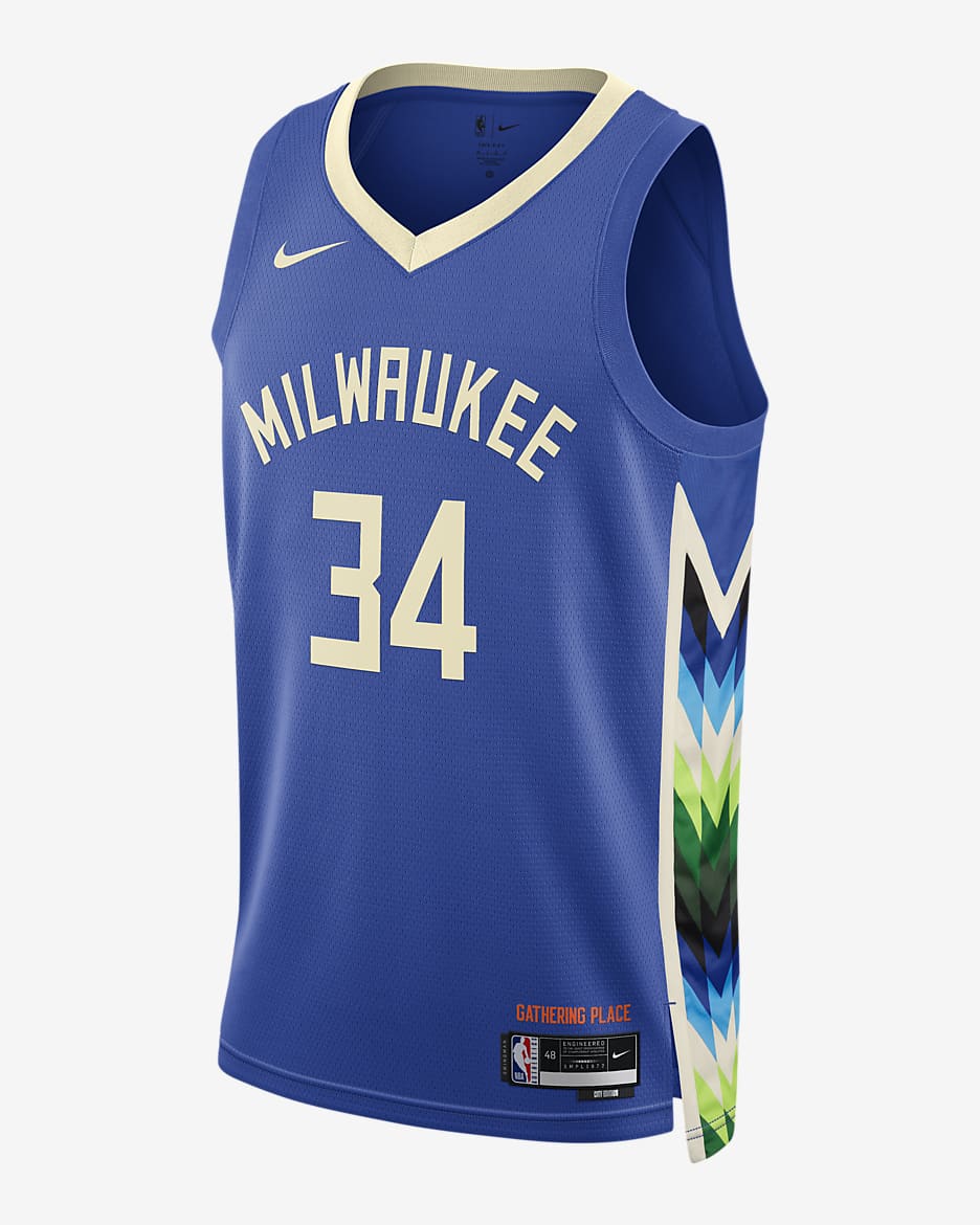 Giannis Antetokounmpo Milwaukee Bucks City Edition Nike Dri-FIT NBA Swingman 球衣 - Game Royal