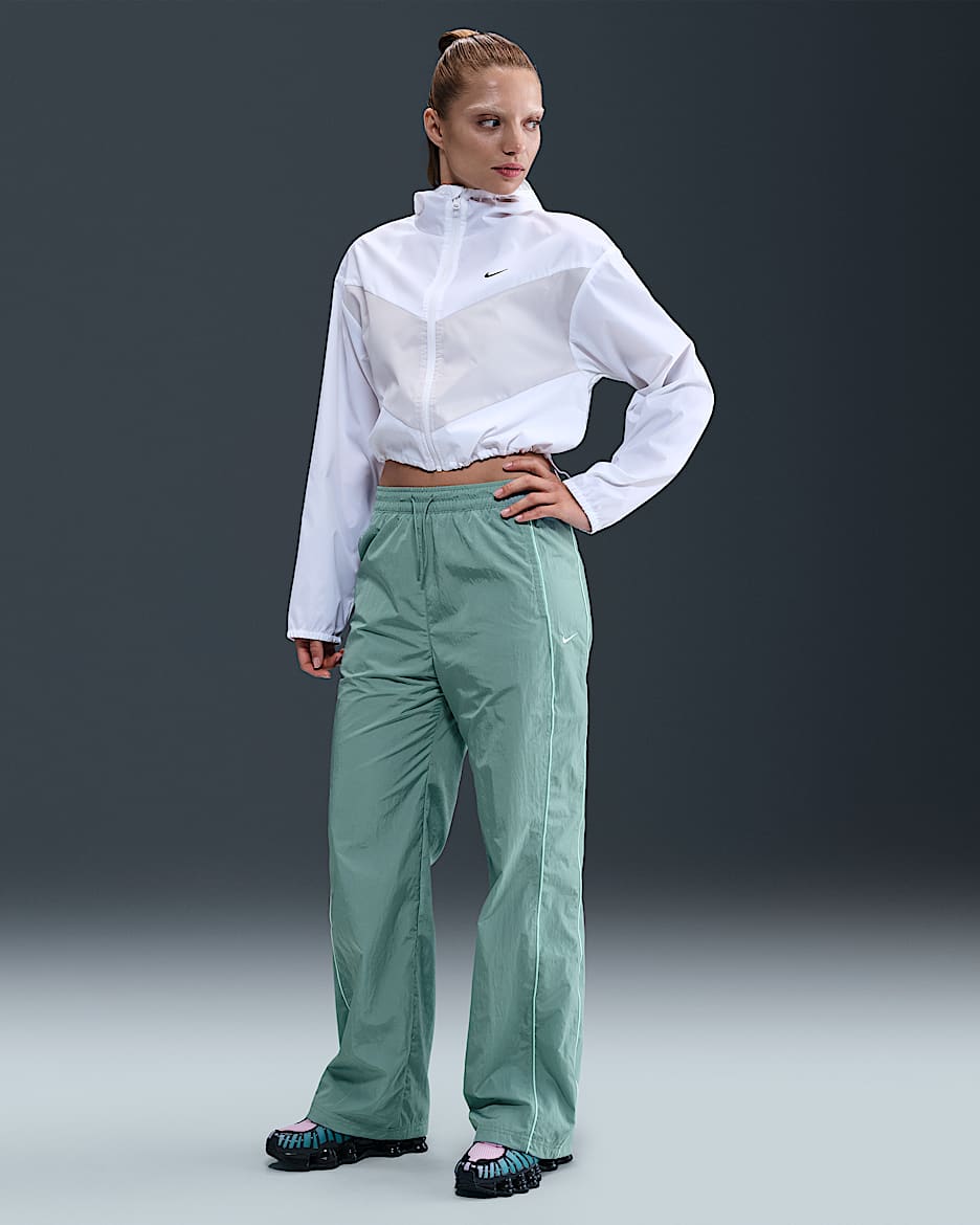 Nike Windrunner Women's High-Waisted Woven Open-Hem Trousers - Cannon/Mint Foam/Sail