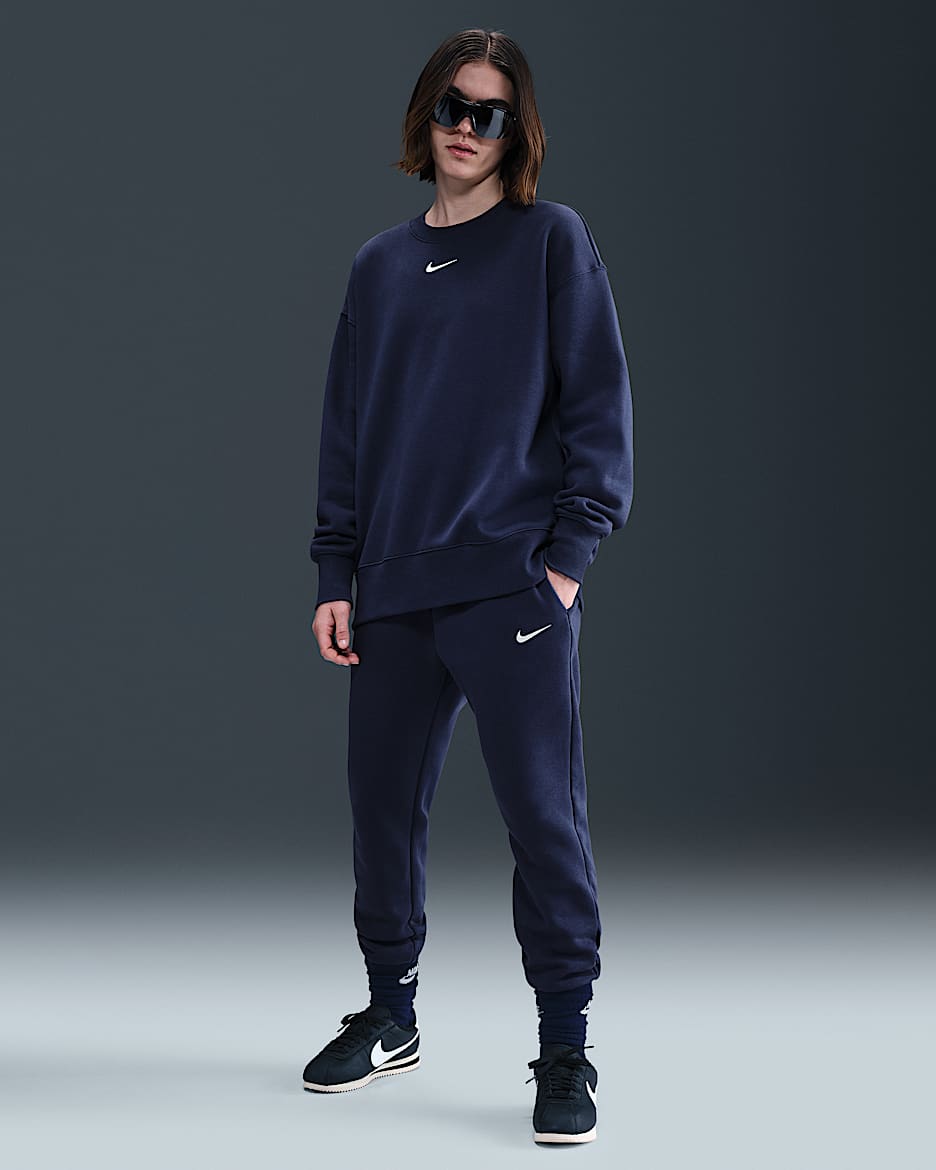 Nike Sportswear Phoenix Fleece Women's Mid-Rise Tracksuit Bottoms - Midnight Navy/Sail