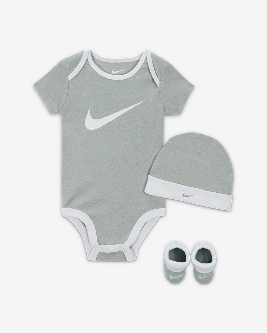 Nike Baby (6-12M) Bodysuit, Hat and Booties Box Set - Mica Green