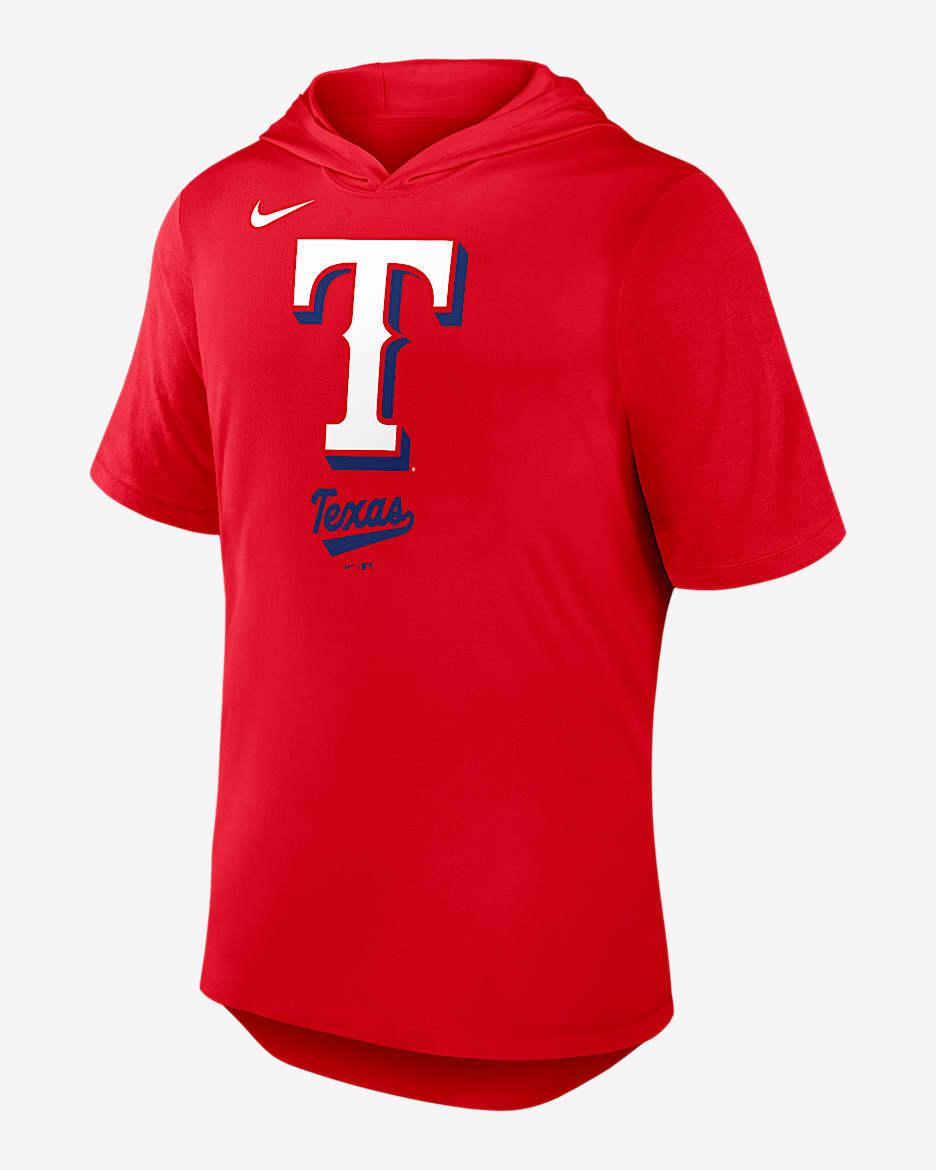Playera Nike Dri-FIT de la MLB con gorro para hombre Texas Rangers Logo - Rojo