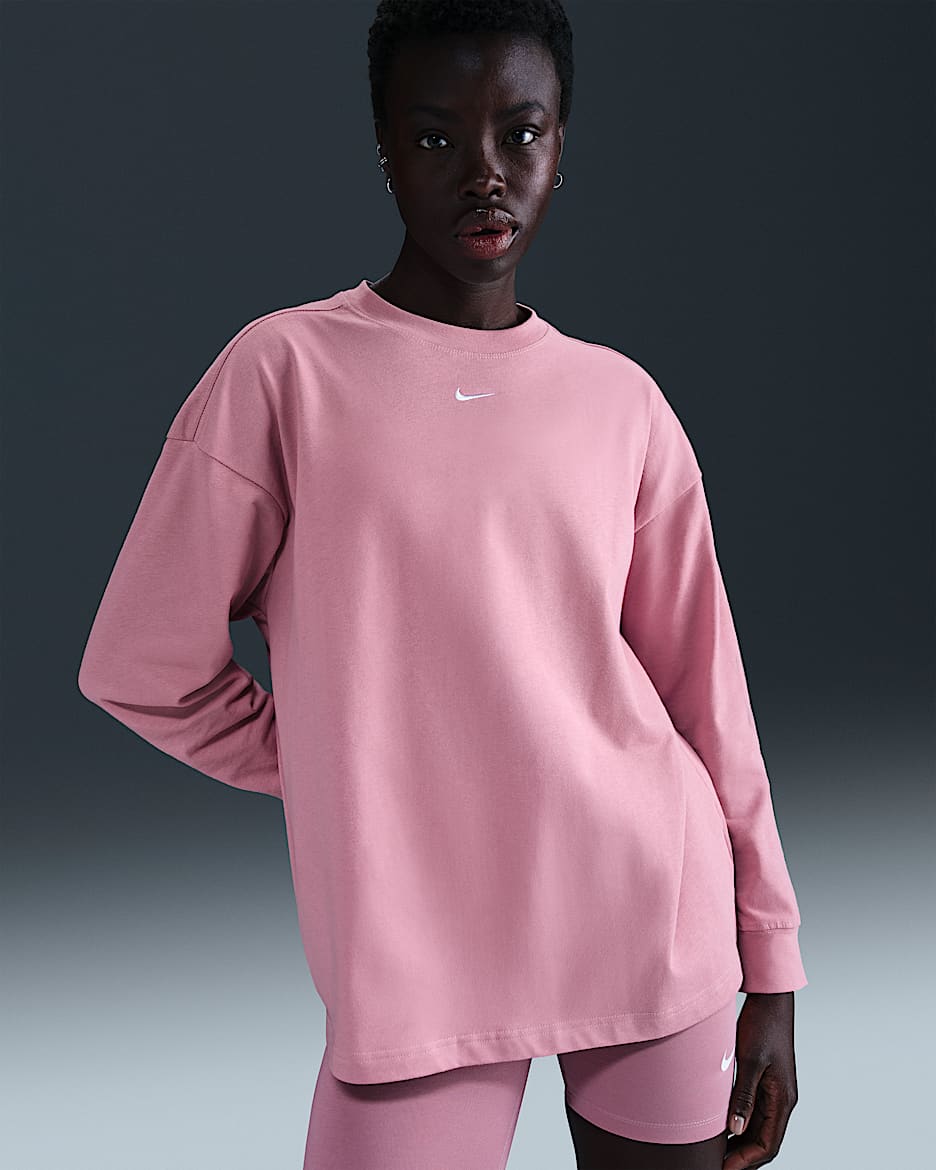 Nike Sportswear Essential Women's Oversized Long-Sleeve T-Shirt - Elemental Pink