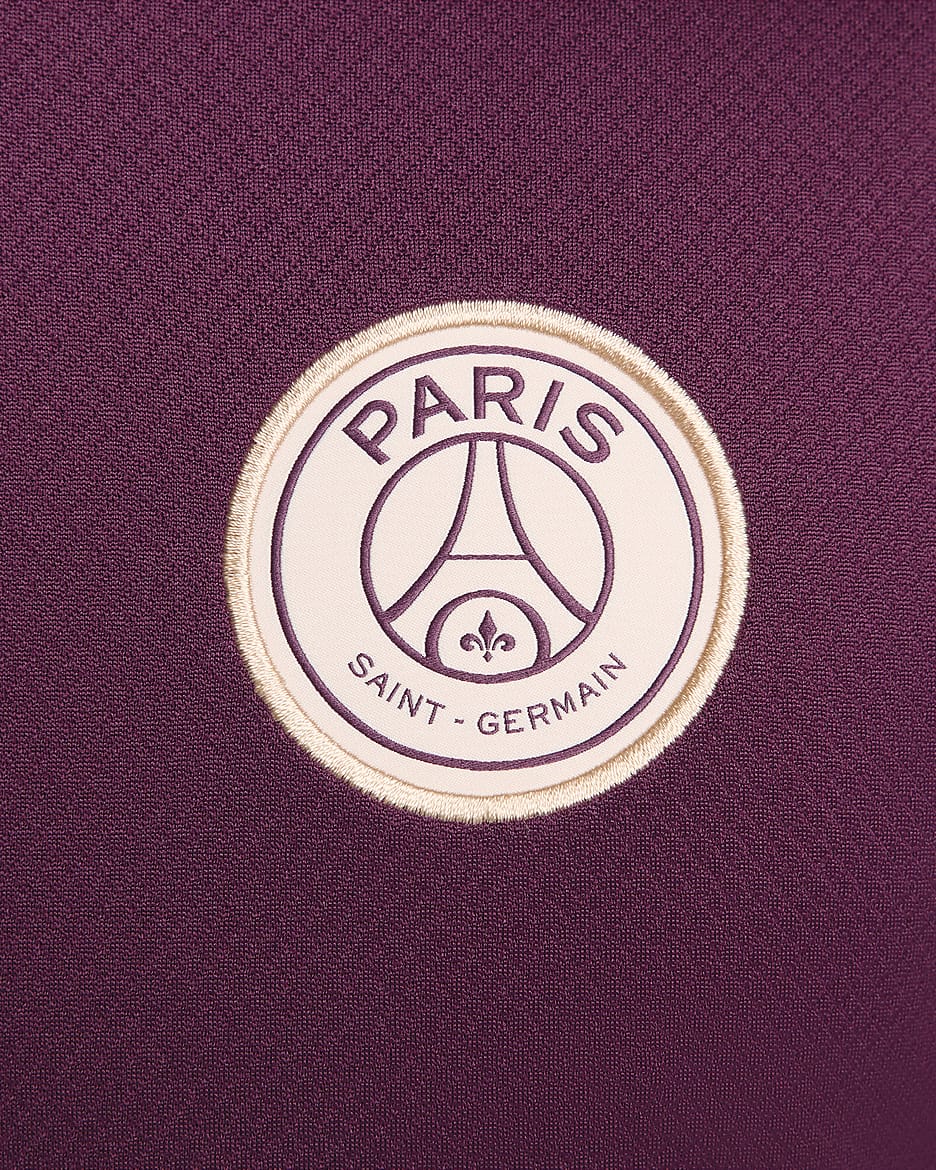 Paris Saint-Germain Strike Men's Nike Dri-FIT Soccer Short-Sleeve Knit Top - Bordeaux/Bordeaux/Geode Teal/Guava Ice