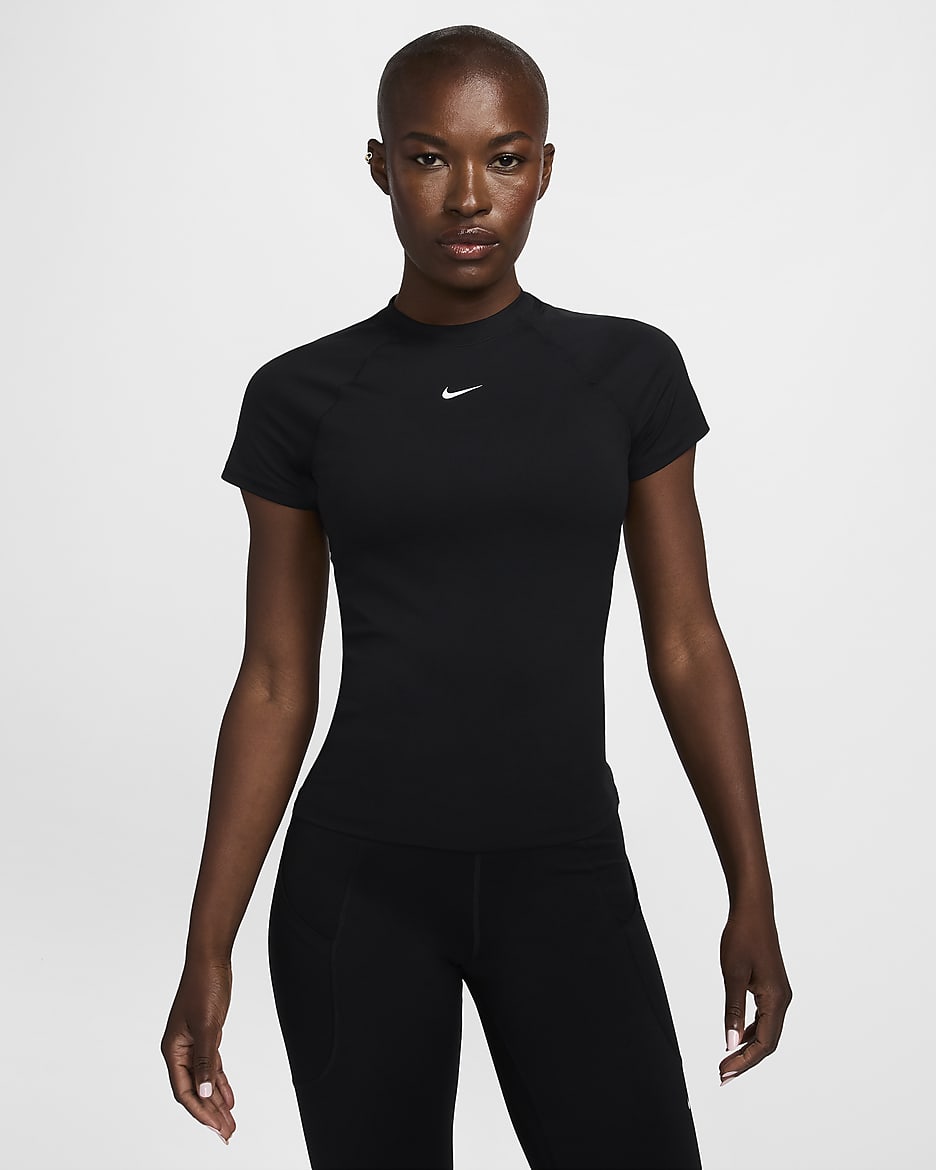 Playera de manga corta Dri-FIT para mujer Nike Pro - Negro/Blanco