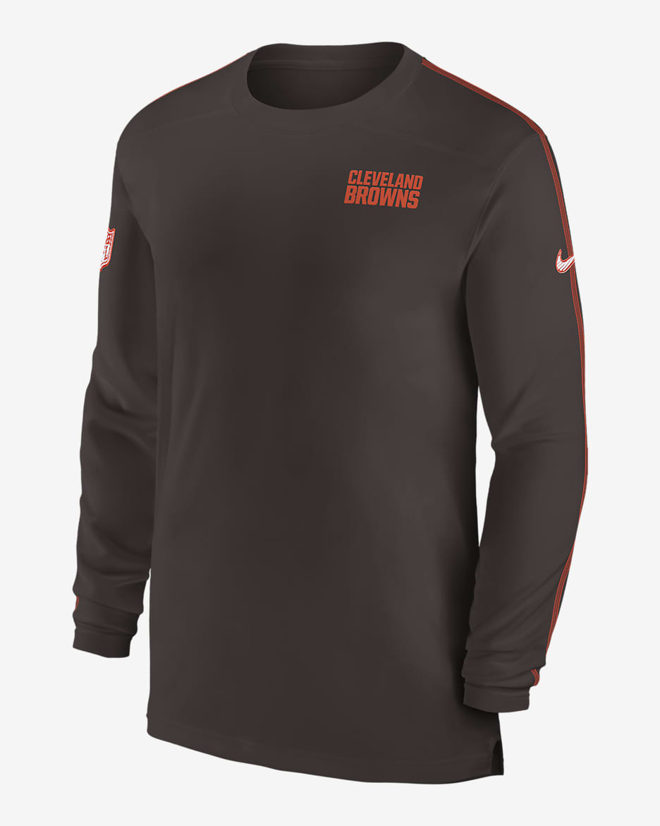 Cleveland Browns Sideline Coach Men's Nike Dri-FIT NFL Long-Sleeve Top - Brown