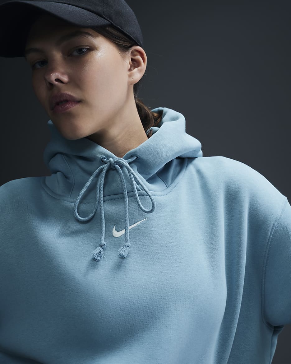 Sweat à capuche oversize Nike Sportswear Phoenix Fleece pour femme - Denim Turquoise/Sail