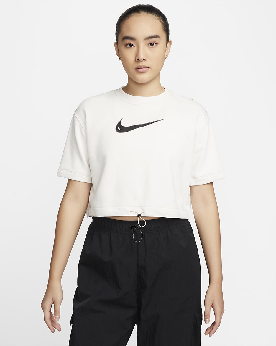 Nike Sportswear Swoosh Women's Short-Sleeve Crop Top - Phantom/Sand Drift/Sand Drift/Black