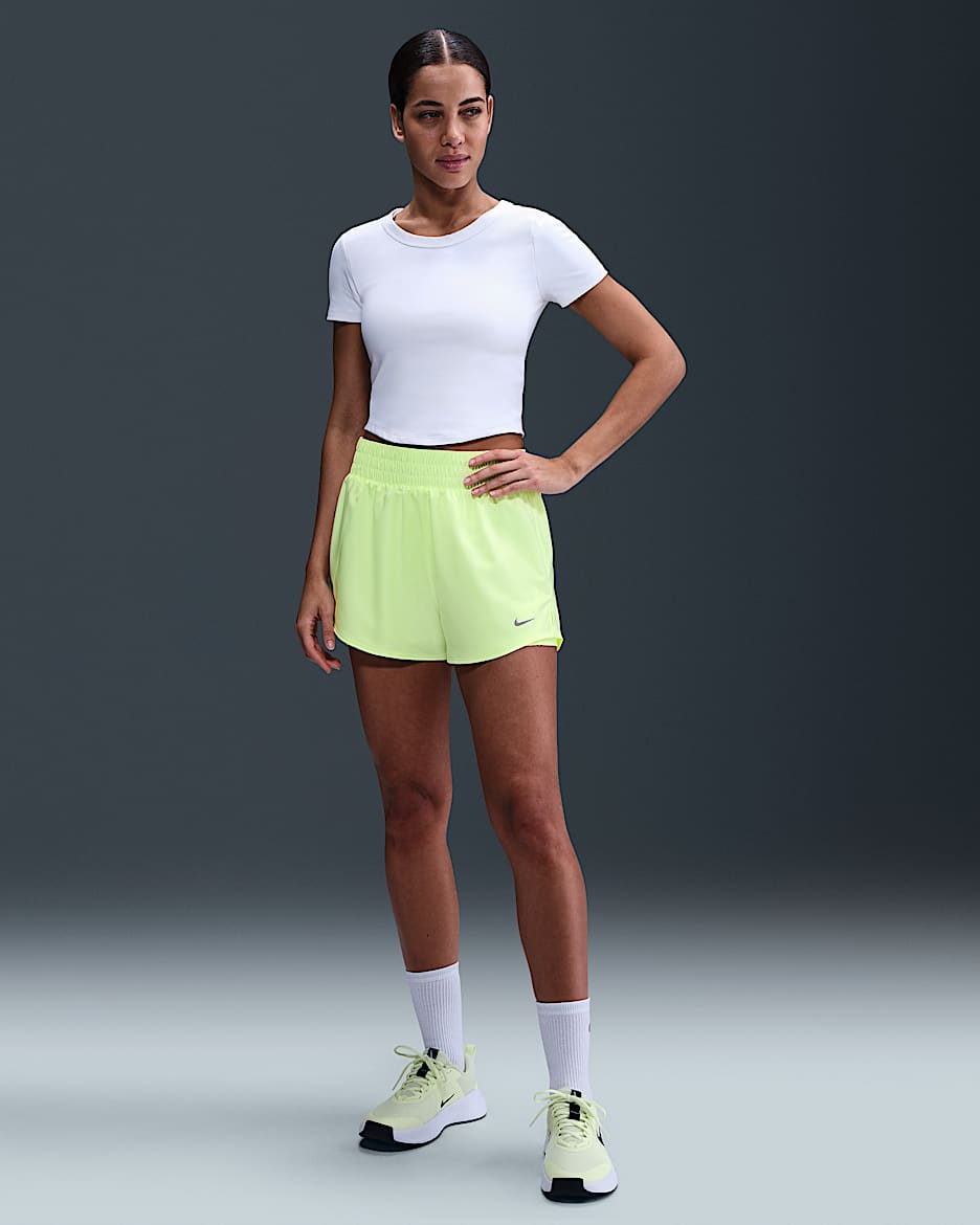 Nike One Women's Dri-FIT High-Waisted 3" 2-in-1 Shorts - Barely Volt