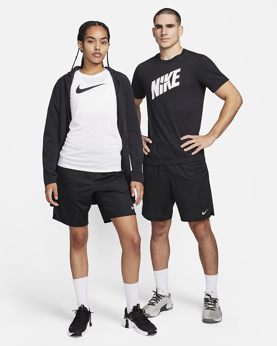 Nike Totality Dri-FIT 23 cm-es, bélés nélküli, sokoldalú férfi rövidnadrág - Fekete/Fekete/Iron Grey/Fehér