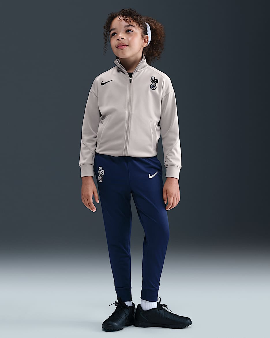 Dzianinowy dres piłkarski dla małych dzieci Nike Dri-FIT Tottenham Hotspur Strike - Light Iron Ore/Binary Blue/Binary Blue