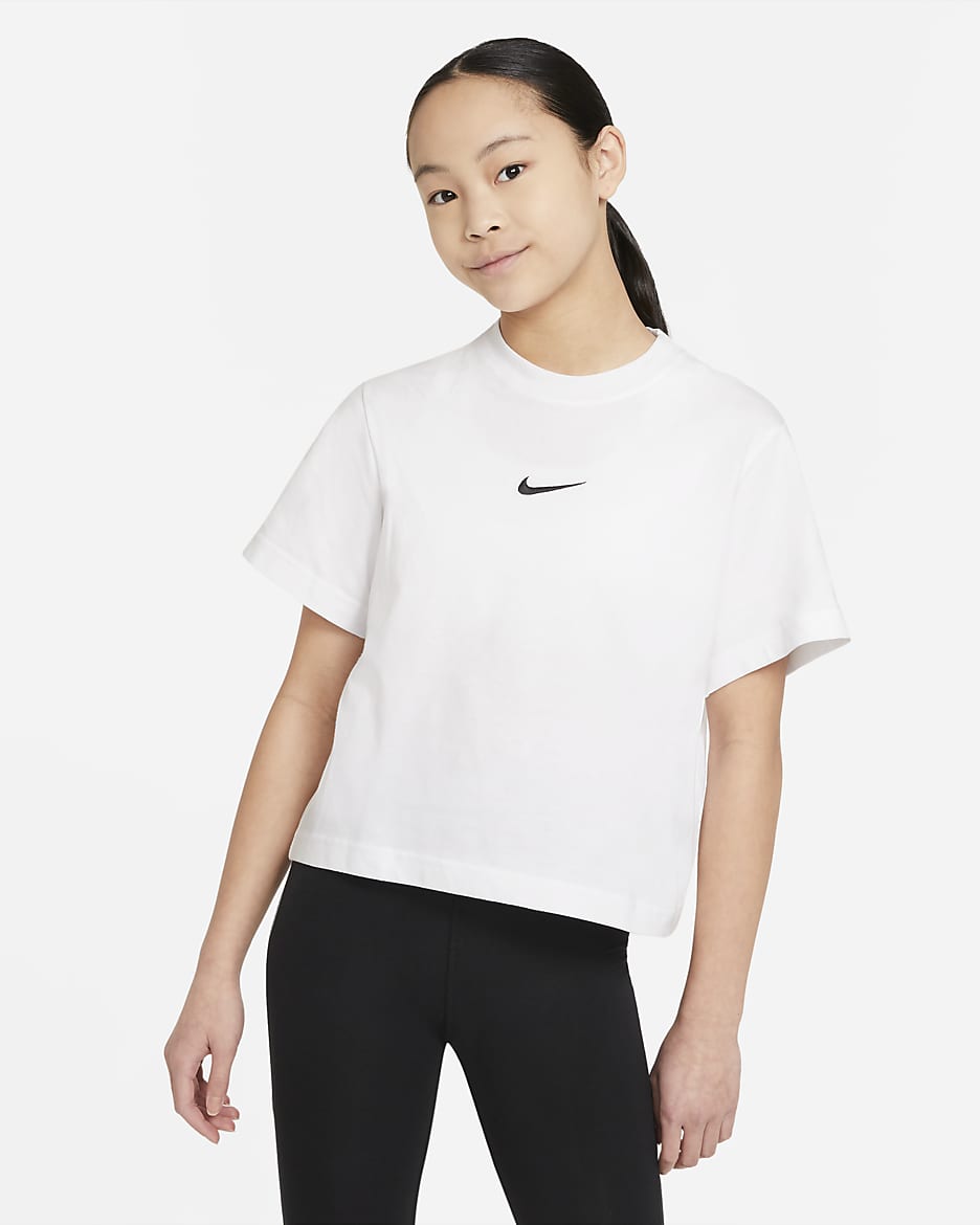 Nike Sportswear T-Shirt für ältere Kinder (Mädchen) - Weiß/Schwarz