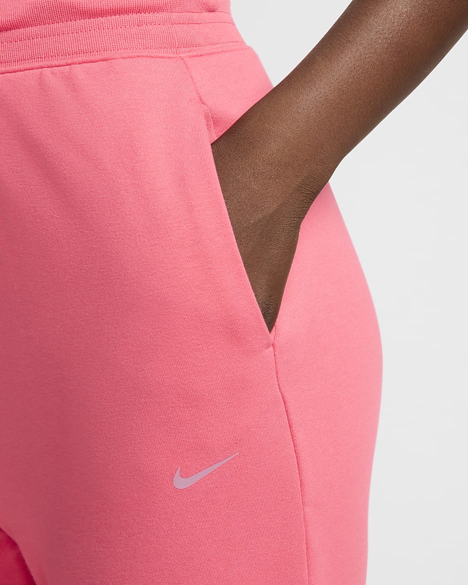 Nike Dri-FIT One Women's High-Waisted 7/8 French Terry Joggers - Aster Pink/Black