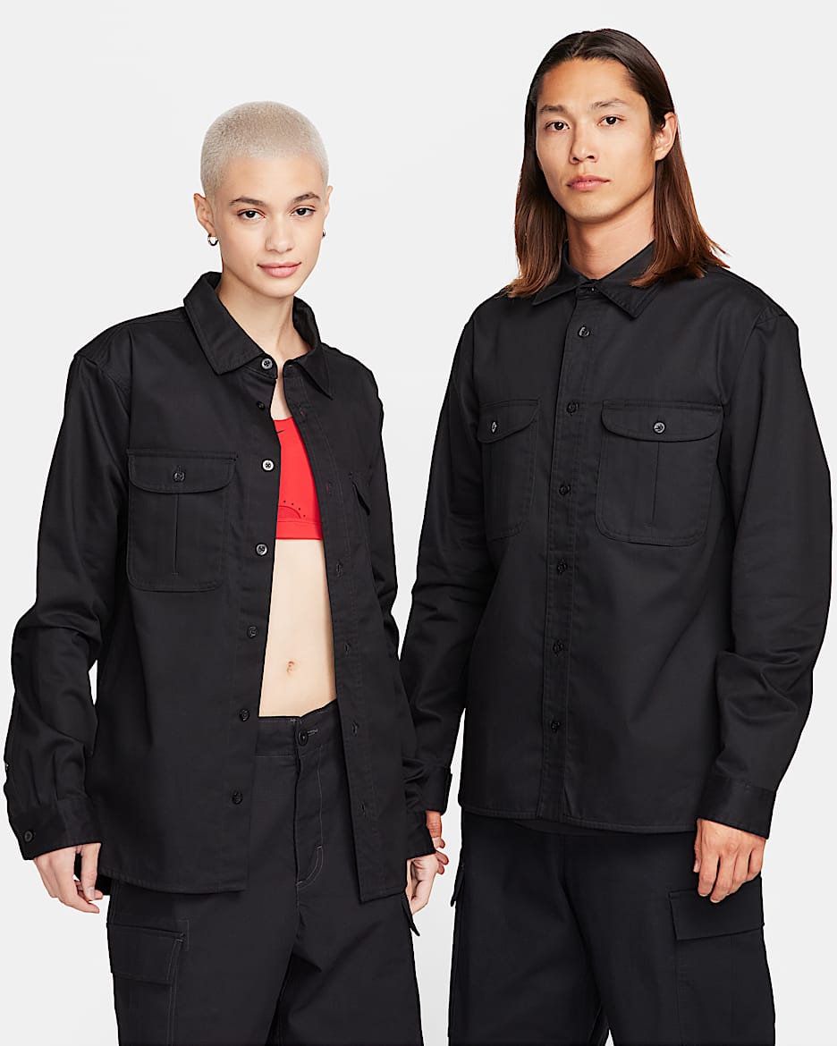 Nike SB Tanglin Woven Skate Button-Up Long-SleeveTop - Black