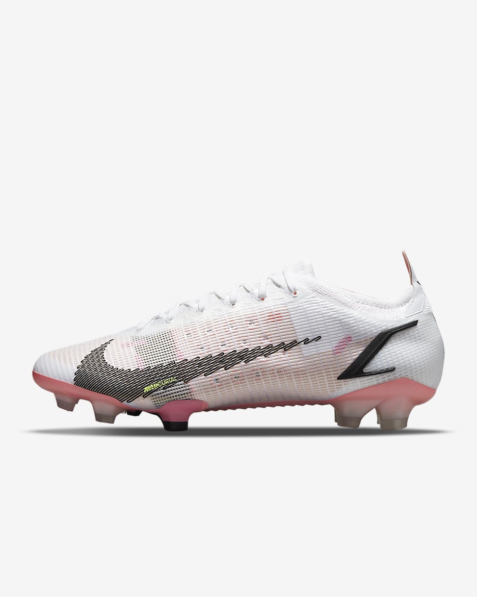 Chaussure de football à crampons pour terrain sec Nike Mercurial Vapor 14 Elite FG - Blanc/Bright Crimson/Pink Blast/Noir