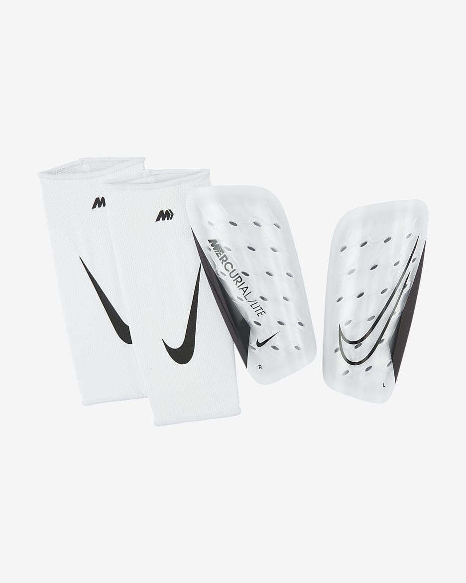 Espinilleras de fútbol Nike Mercurial Lite - Blanco/Blanco/Negro