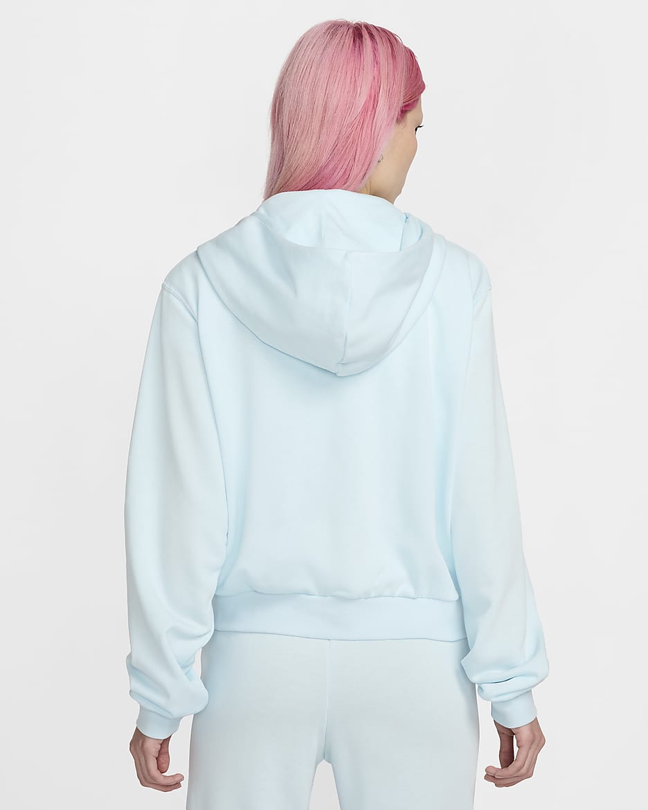 Sweat à capuche en molleton à zip et coupe ample Nike Sportswear Chill Terry pour femme - Glacier Blue/Sail