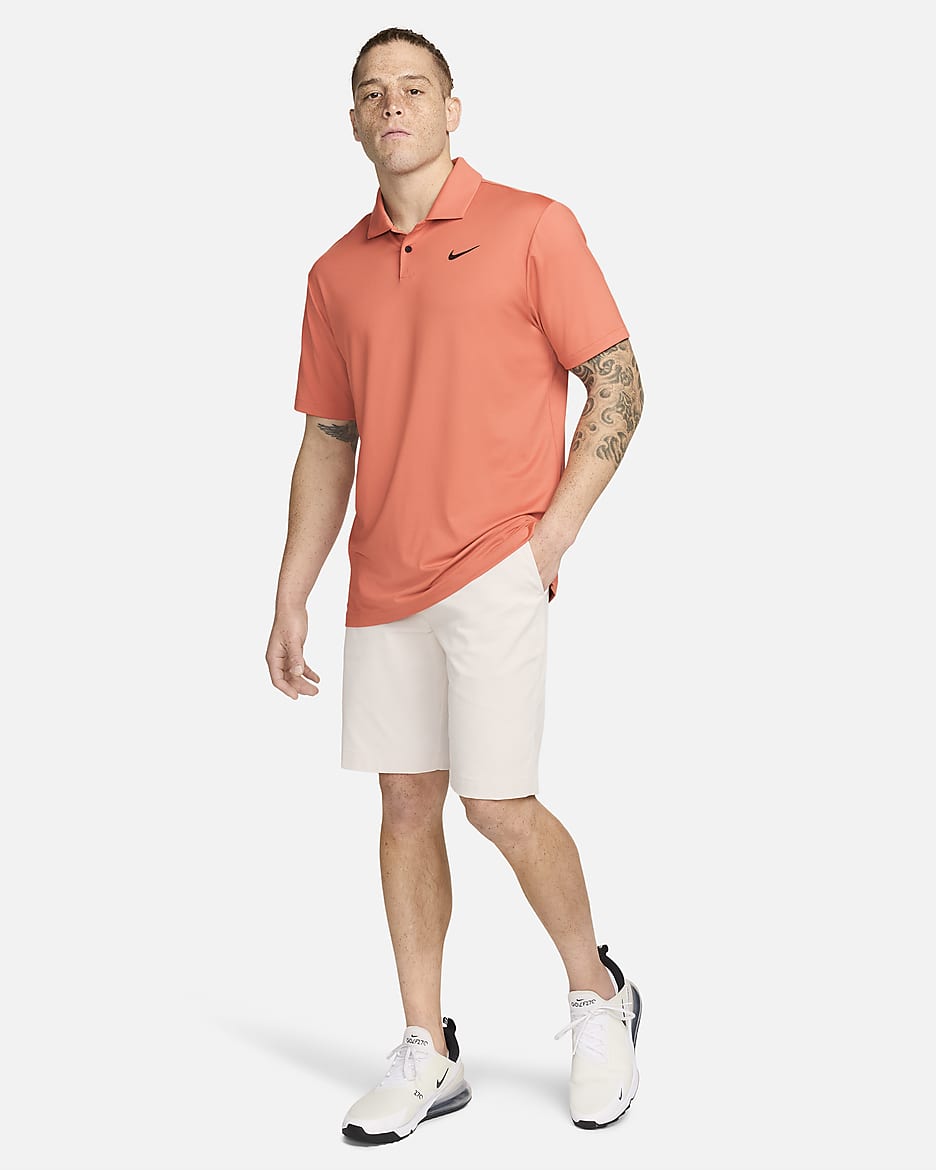 Nike Dri-FIT Tour einfarbiges Golf-Poloshirt für Herren - Madder Root/Schwarz