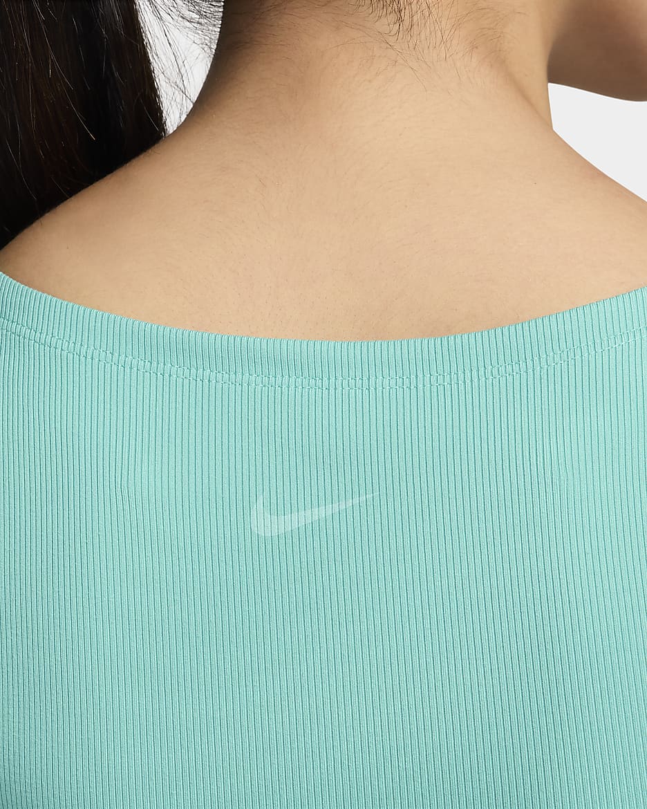 Nike One Fitted Rib Women's Dri-FIT Cropped Tank Top - Green Frost/Black