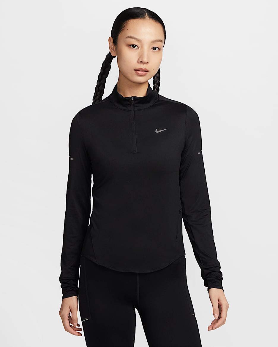ナイキ スウィフト ウィメンズ Dri-FIT UV 1/4ジップ ランニングトップ - ブラック