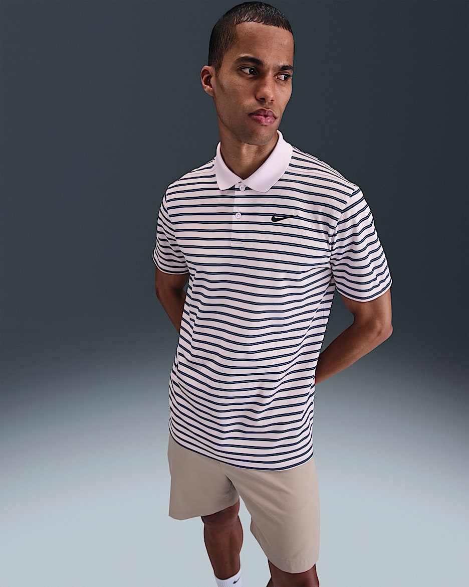 Nike Dri-FIT Victory Men's Striped Golf Polo - Barely Grape/Black