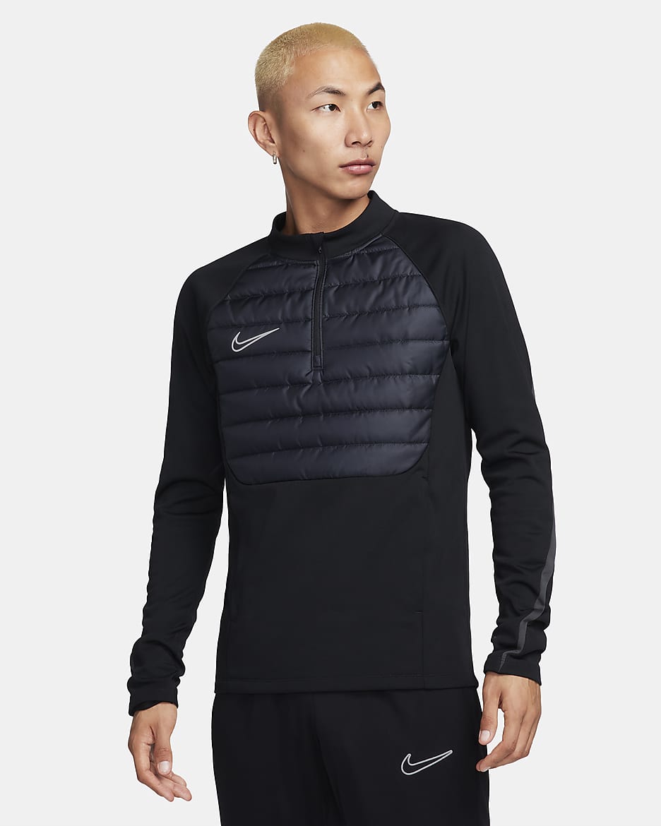 Nike Academy Winter Warrior Men's Therma-FIT 1/2-Zip Soccer Top - Black/Anthracite