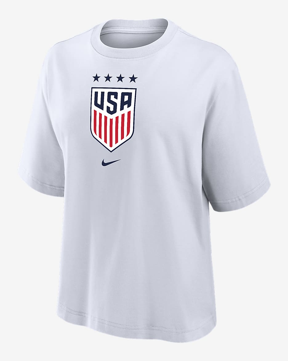 Playera de fútbol Nike de corte cuadrado para mujer USWNT - Blanco