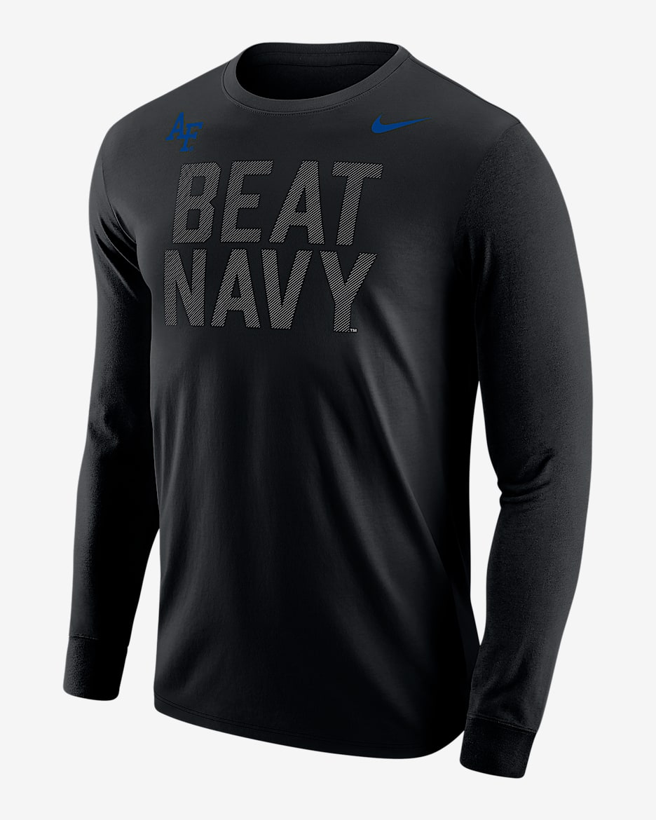 Playera de manga larga universitaria Nike para hombre Air Force - Negro