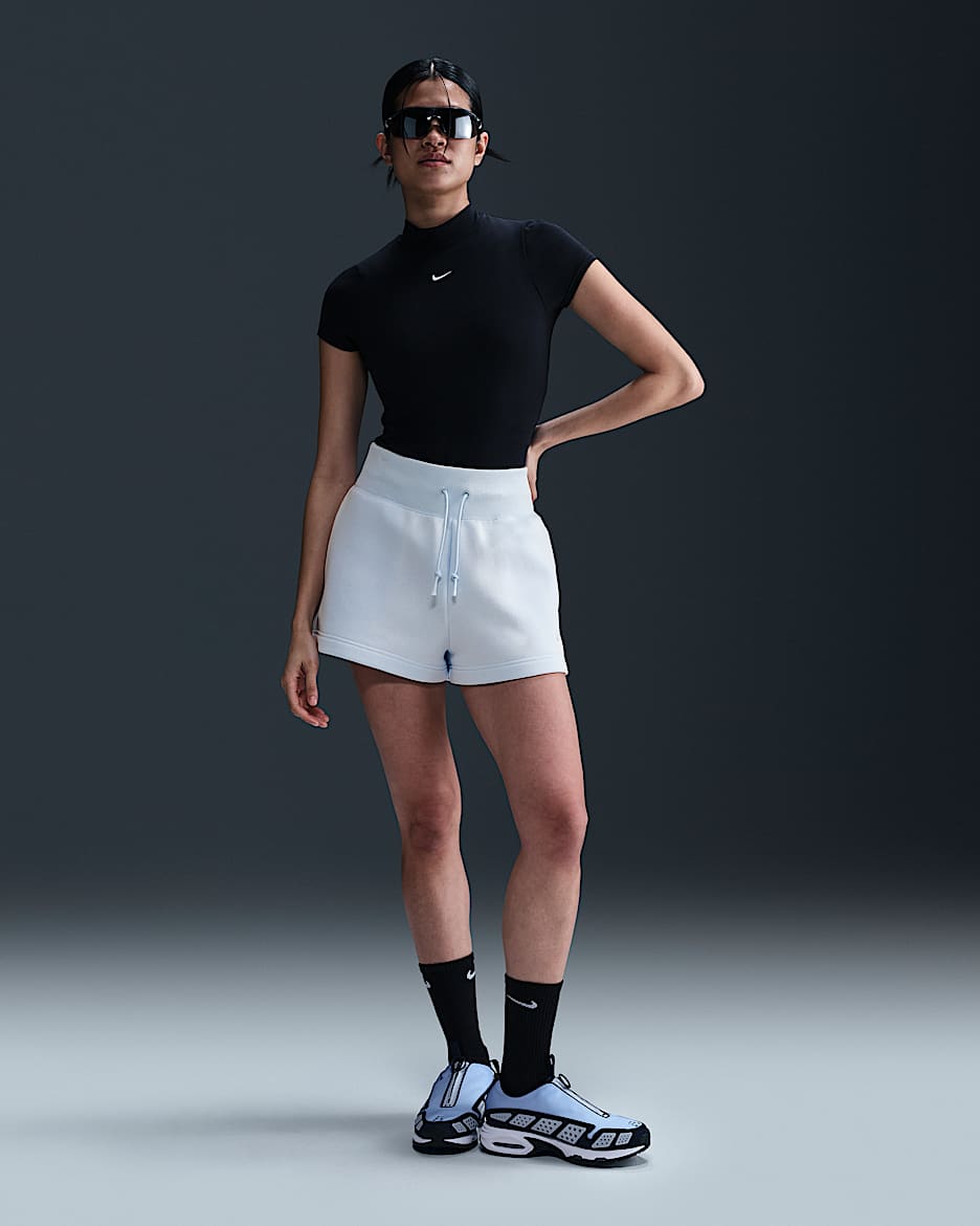 Shorts de ajuste holgado y tiro alto para mujer Nike Sportswear Phoenix Fleece - Tinte azul/Vela