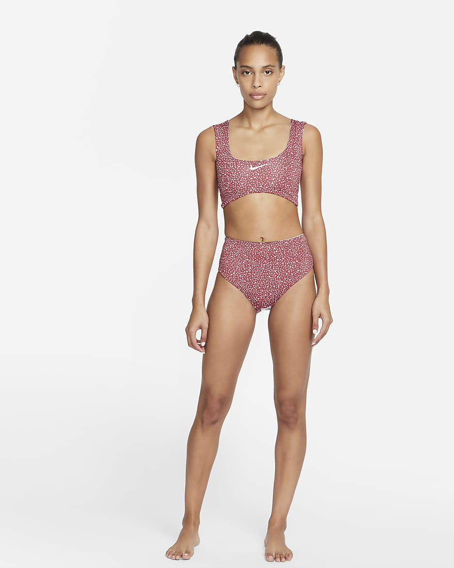 Nike wendbares Schwimm-Kurzoberteil für Damen - Canyon Rust/Ironstone/Velvet Brown/Weiß