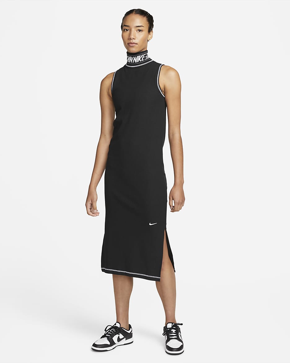 Vestido de cuello alto sin mangas para mujer Nike Sportswear  - Negro/Blanco/Blanco