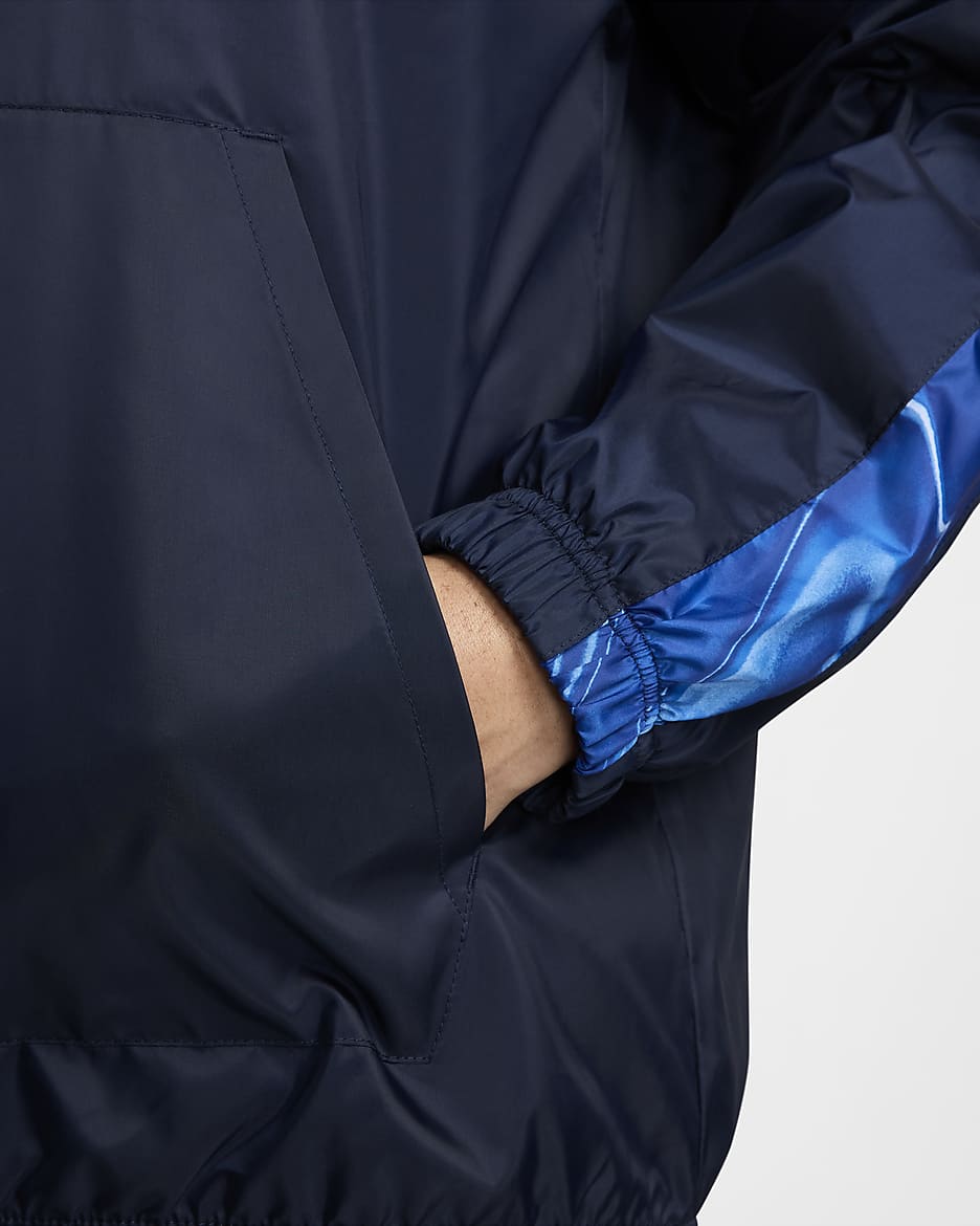 Tracksuit Chelsea FC Nike Football med huva i vävt material för män - Obsidian/Obsidian/Vit