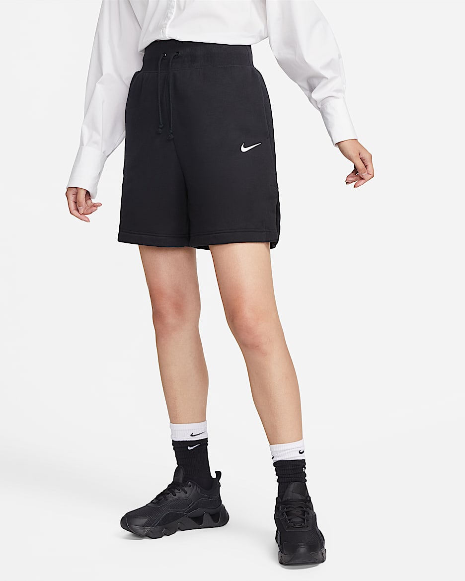 Nike Sportswear Phoenix Fleece Women's High-Waisted Shorts - Black/Sail
