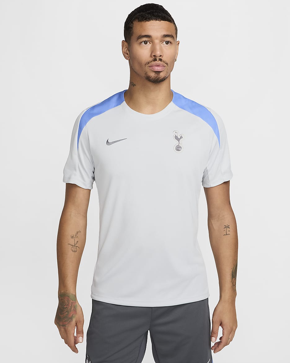 Tottenham Hotspur Strike Men's Nike Dri-FIT Football Short-Sleeve Knit Top - Grey Fog/Grey Fog/Polar/Dark Grey
