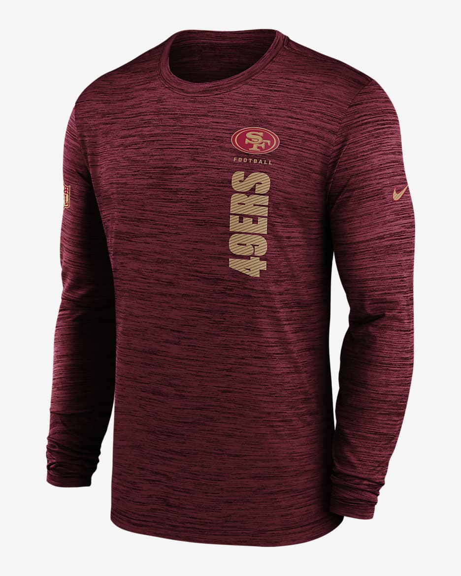 San Francisco 49ers Sideline Velocity Men's Nike Dri-FIT NFL Long-Sleeve T-Shirt - Red