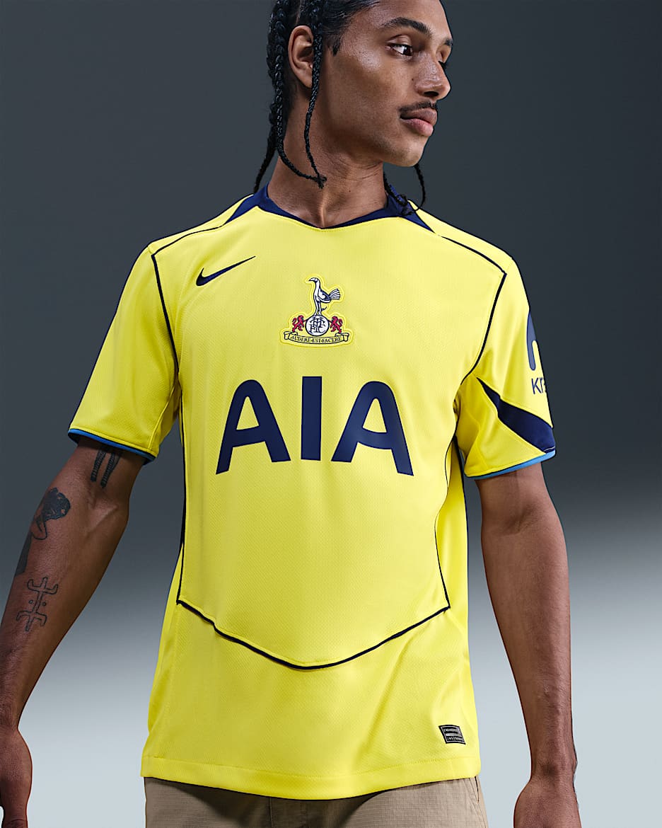 Tottenham Hotspur 2025/26 Stadium Third Nike Dri-FIT Total 90 Replica-fodboldtrøje til mænd - Dynamic Yellow/Blue Void/Pacific Blue/Blue Void