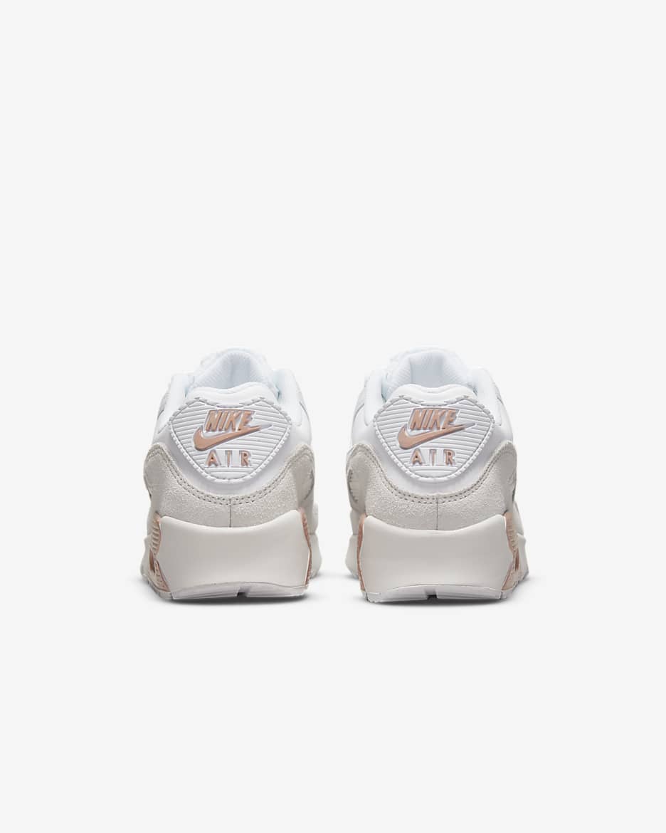 Tenis para niños grandes Nike Air Max 90 LTR - Blanco/Blanco cumbre/Bronce rojo metálico/Blanco