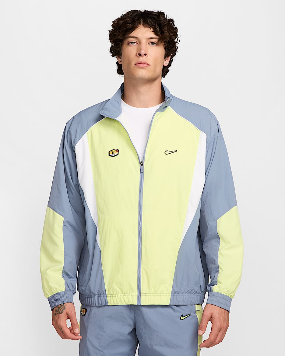 Nike Sportswear Men's Woven Track Jacket - Ashen Slate/Light Lemon Twist/White