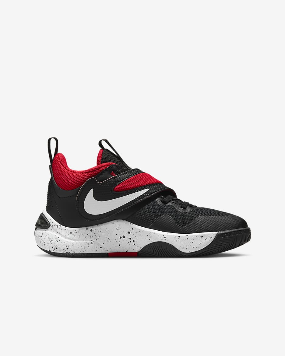 Nike Team Hustle D 11 Older Kids' Basketball Shoes - Black/White/University Red