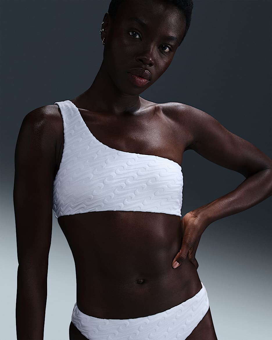 Nike Swim Swoosh Link Women's Terry Asymmetrical Bikini Top - White