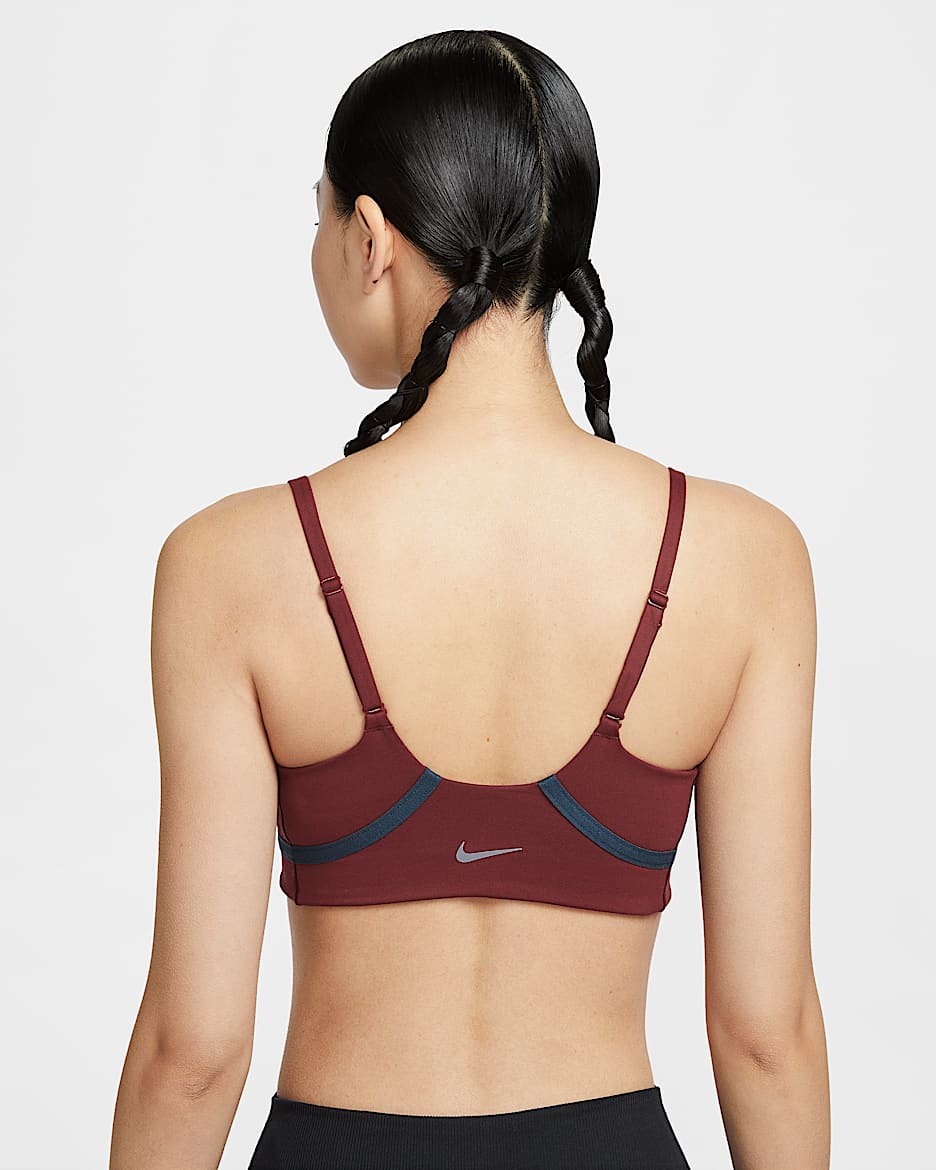 สปอร์ตบราผู้หญิงซัพพอร์ตบางเบามีซับในเบาบาง Nike One Convertible - Dark Team Red/Dark Team Red/Armory Navy/ดำ