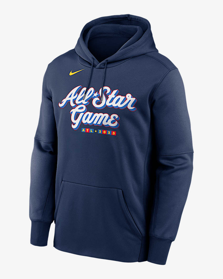 2025 All-Star Game On-Field Dugout Men’s Nike Therma MLB Pullover Hoodie - Midnight Navy