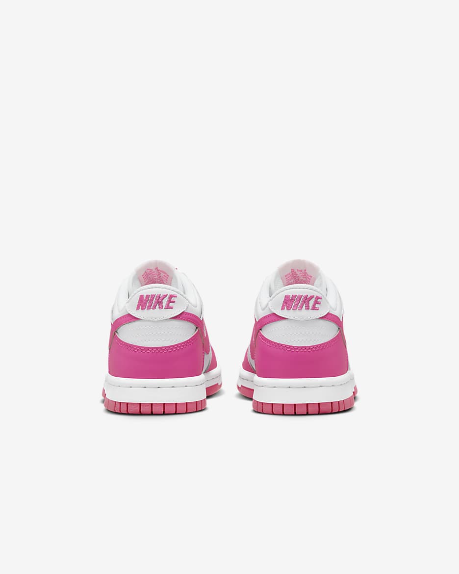 Nike Dunk Low sko til store barn - Hvit/Pink/Laser Fuchsia