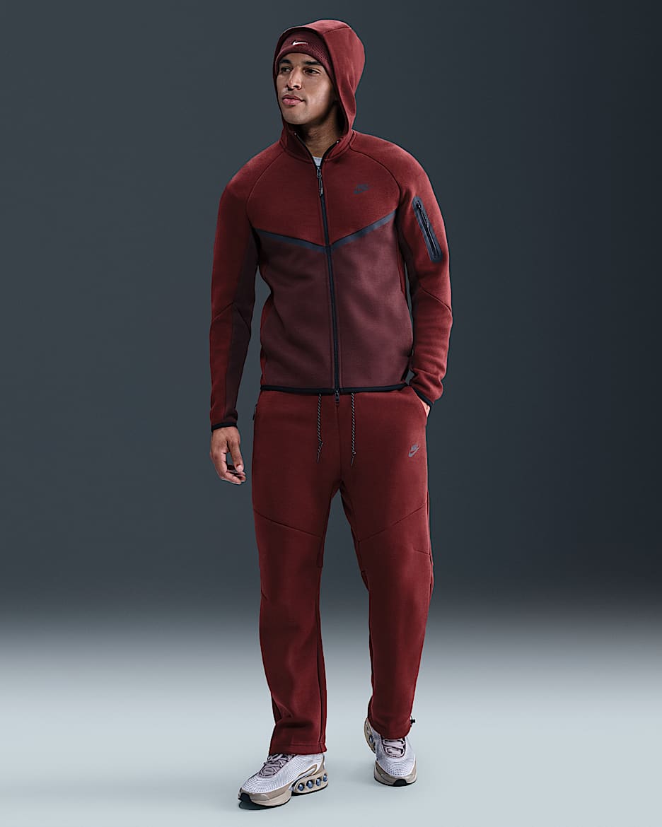Nike Tech Men's Open-Hem Fleece Pants - Dark Team Red/Black