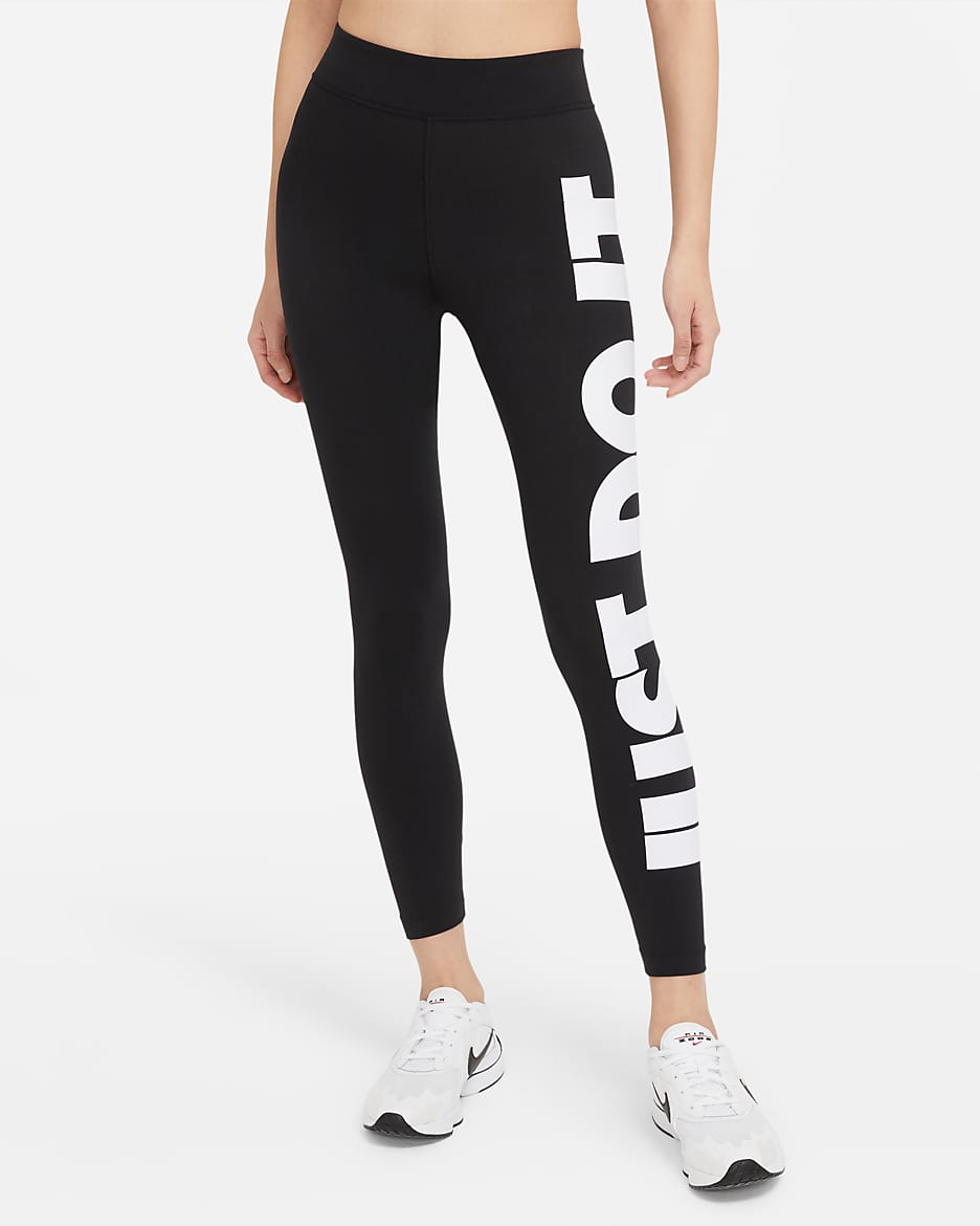 Nike Sportswear Essential Women's High-Waisted Leggings - Black/White